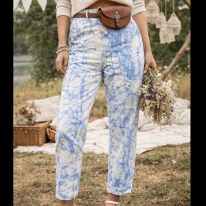 Rachel Comey Jeans Tie Dye Blue White Cinch Back Straight Leg Women 12 Target